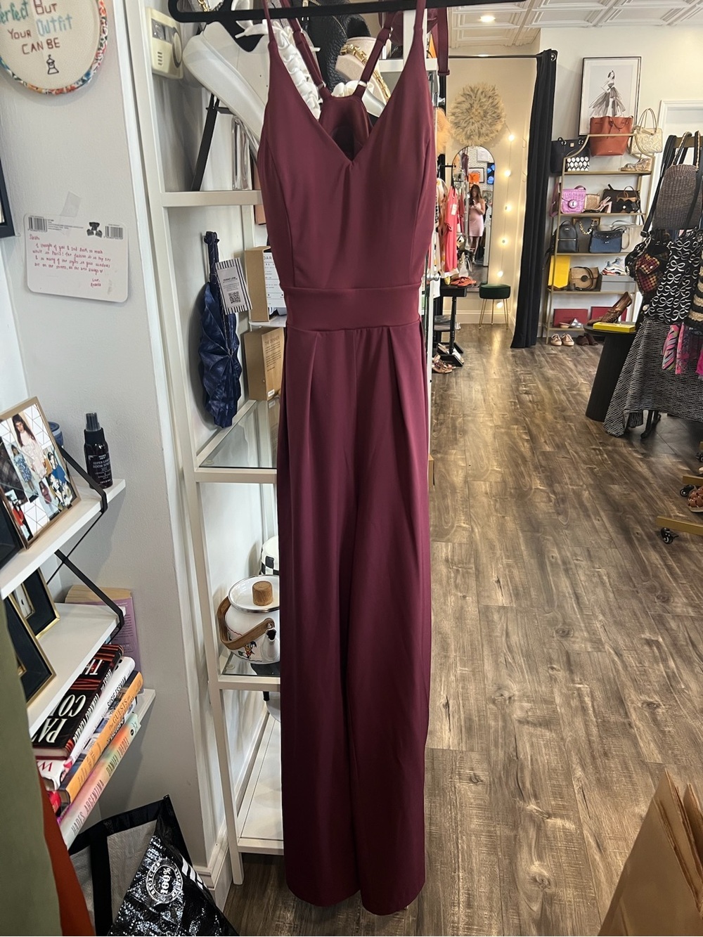 HALARA Wide-Leg Spaghetti Strap Jumpsuit in Plum - Picture 2 of 4
